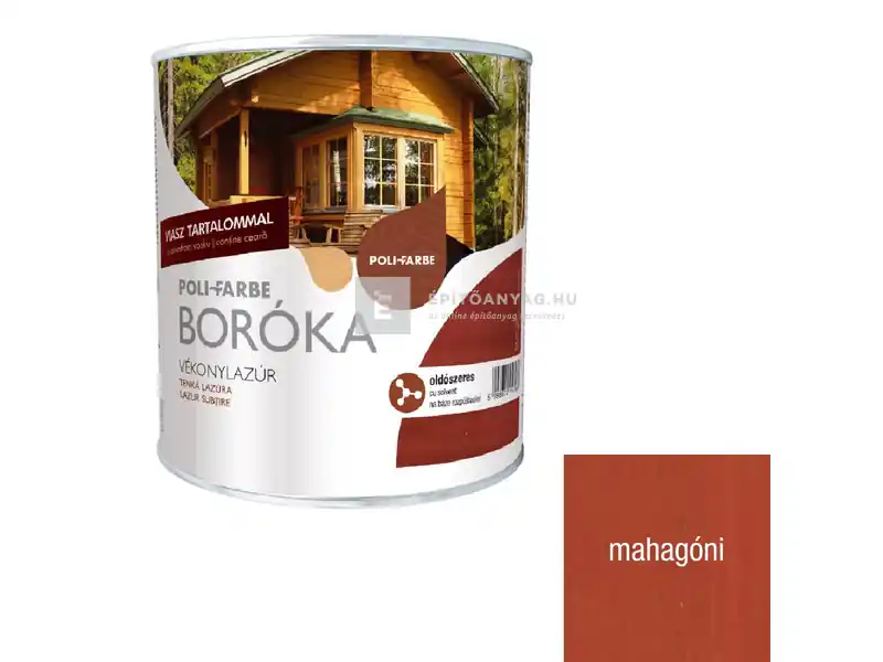 Poli-Farbe Boróka oldószeres vékonylazúr mahagóni 2,5 l Árengedmény