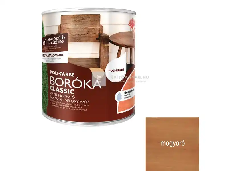 Poli-Farbe Boróka Classic vízzel hígítható alapozó és vékonylazúr mogyoró 2,5 l Legjobb ár