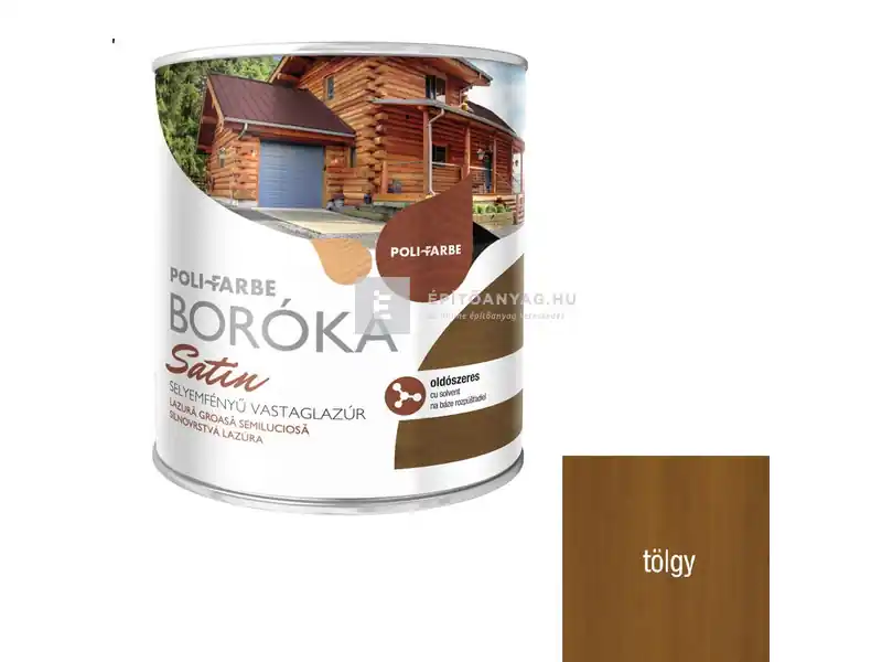 Poli-Farbe Boróka Satin oldószeres, selyemfényű vastaglazúr tölgy 0,75 l Korlátozott ajánlat