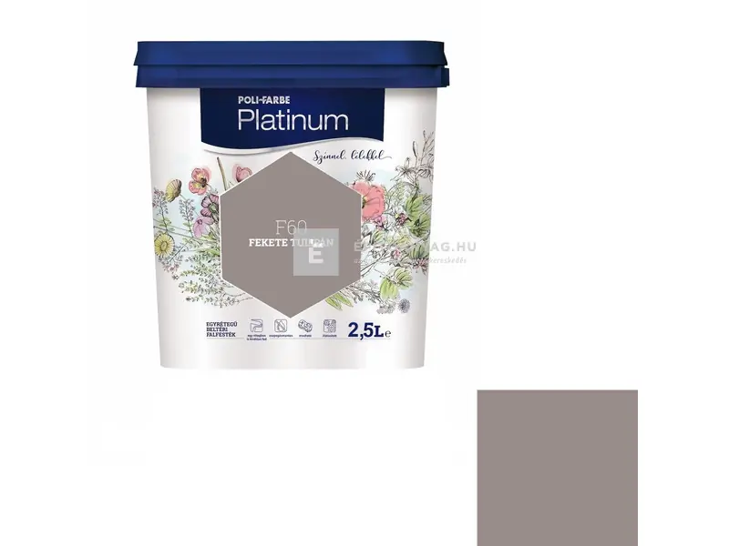Kedvezményes ár Poli-Farbe Platinum beltéri falfesték F60 fekete tulipán 2,5 l