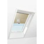 Roto Designo ZRS R4/R7 74x98 cm, sötét-bézs fényszűrő kampós roló, fehér profilokkal Kiárusítás