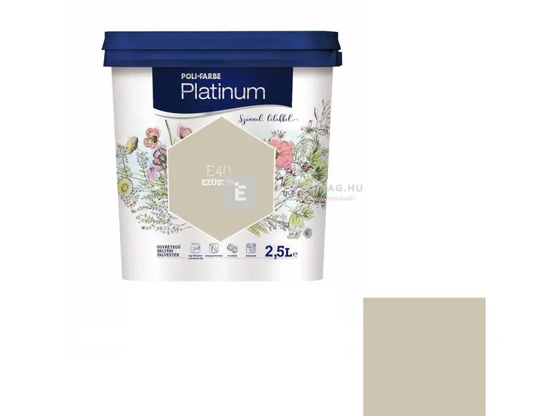 Poli-Farbe Platinum beltéri falfesték E40 ezüstfa 2,5 l Outlet