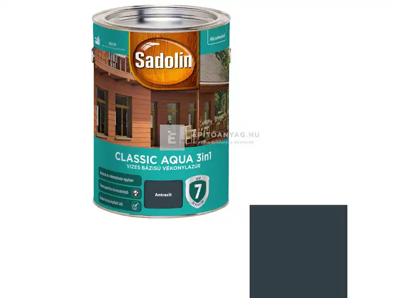Akció Sadolin Classic Aqua vékonylazúr selyemfényű antracit 5 l