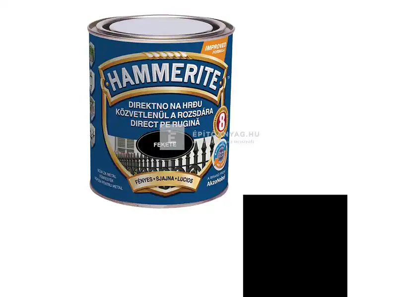 Hammerite Közvetlenül a Rozsdára fényes fekete 0,75 l Újdonság