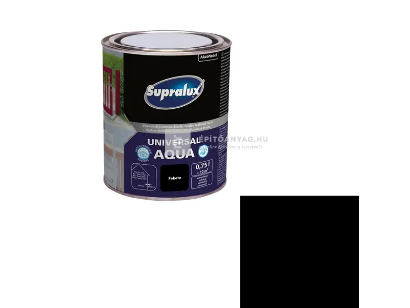 Alacsony ár Supralux Universal Aqua zománcfesték selyemfényű fekete 0,75 l