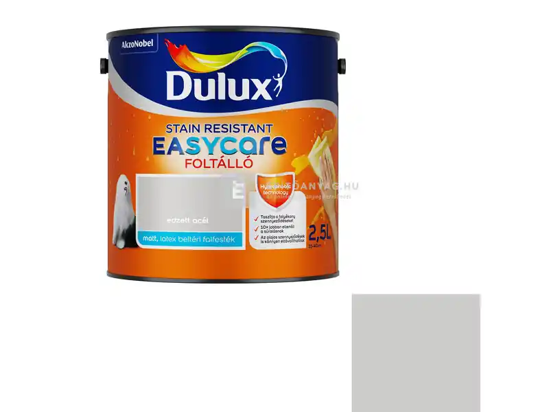 Biztonságos fizetés Dulux EasyCare matt, foltálló beltéri falfesték edzett acél 2,5 l