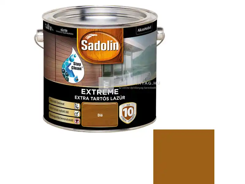 Sadolin Extreme vizesbázisú vastaglazúr selyemfényű dió 2,5 l Ne maradj le