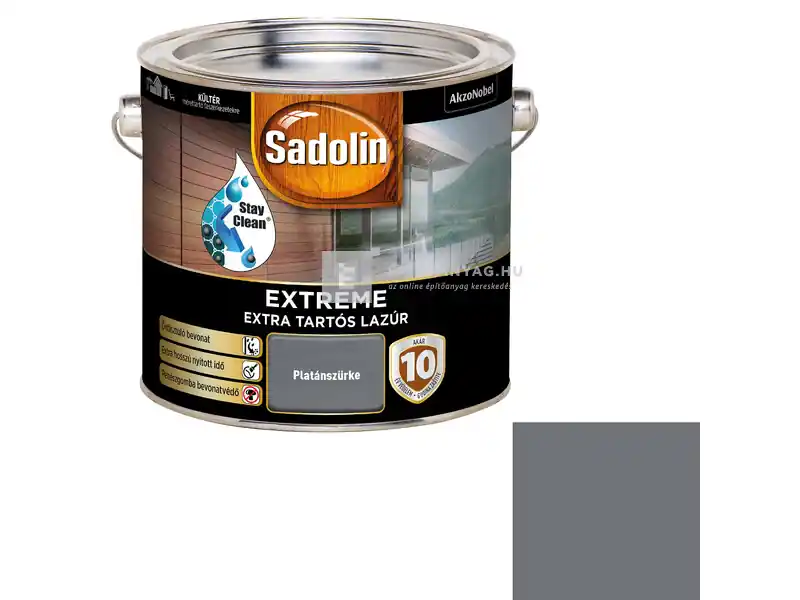 Legnépszerűbb Sadolin Extreme vizesbázisú vastaglazúr selyemfényű platánszürke 2,5 l