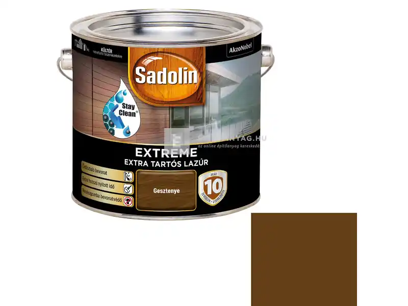 Ajánlat Sadolin Extreme vizesbázisú vastaglazúr selyemfényű gesztenye 2,5 l