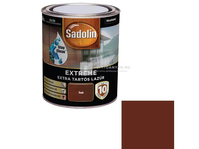 Vásárlói kedvenc Sadolin Extreme vizesbázisú vastaglazúr selyemfényű teak 0,7 l