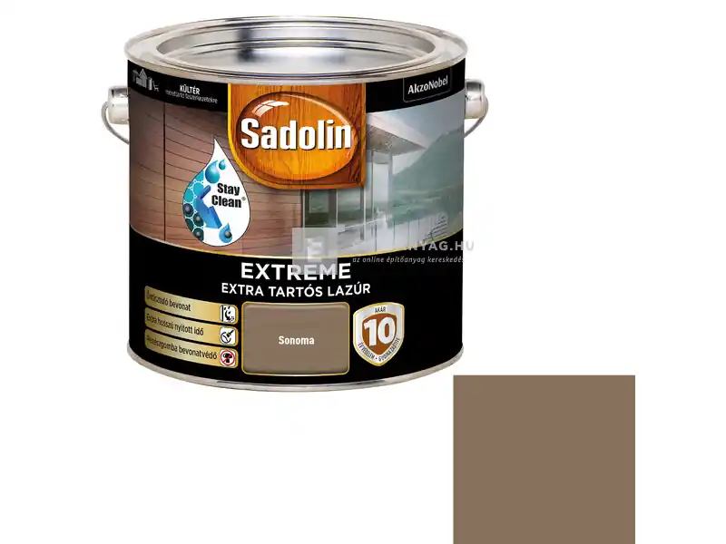 Bestseller Sadolin Extreme vizesbázisú vastaglazúr selyemfényű sonoma 2,5 l