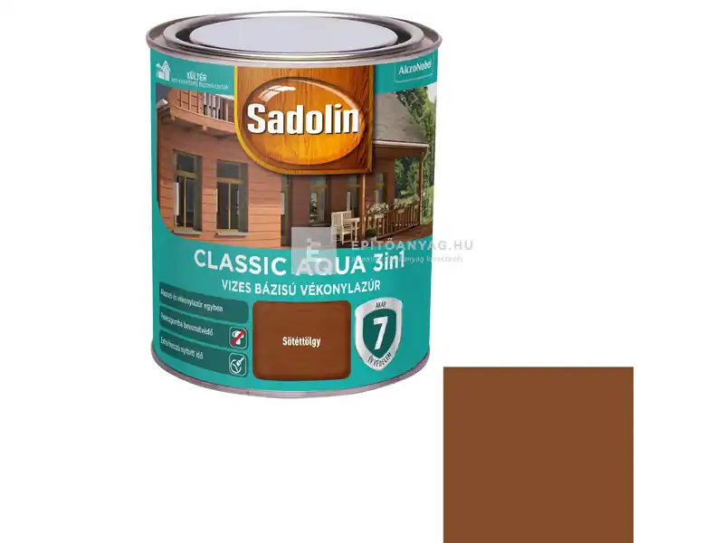 Legkelendőbb Sadolin Classic Aqua vékonylazúr selyemfényű sötéttölgy 0,75 l