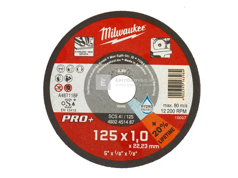 Azonnali szállítás Milwaukee PRO+ vágókorong fémhez 125X1,0 SCS41