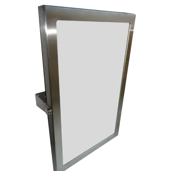 Azonnali szállítás B&K dönthető tükör, 500x700 mm-es, szinterezett acél kerettel és konzollal, mozgáskorlátozott felhasználók részére, fehér