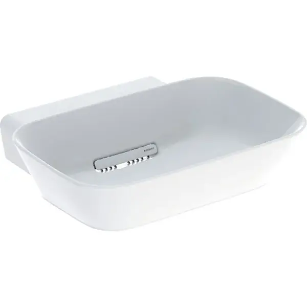 Outlet Geberit ONE pultra ültethető mosdó, tálformájú, hátsó kifolyású: 50x42.5cm, Csapfurat=Nélkül, Túlfolyó=Nélkül, Mosdó: fehér / KeraTect , Takarólap: fényes fehér