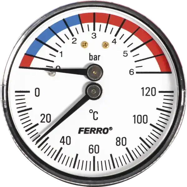 Kedvezmény Ferro termomanométer, hátsó csatlakozású D63 1/2" 120°C 6B