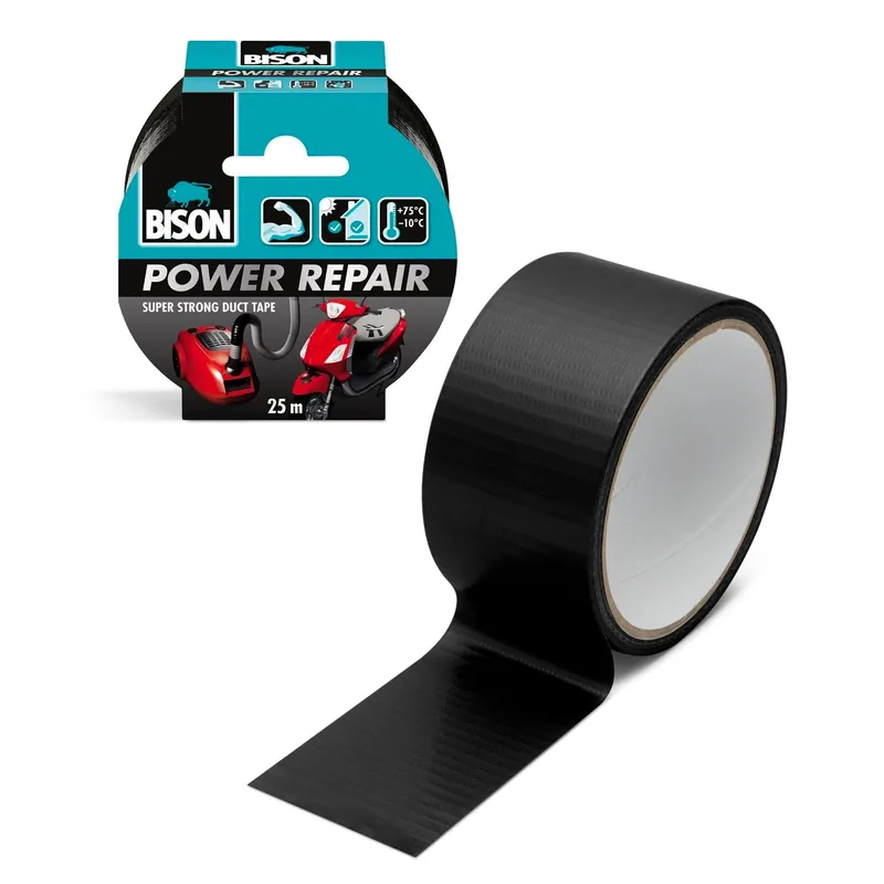 Alacsony ár BISON Power Repair szöveterősített ragasztószalag - fekete - 10 m