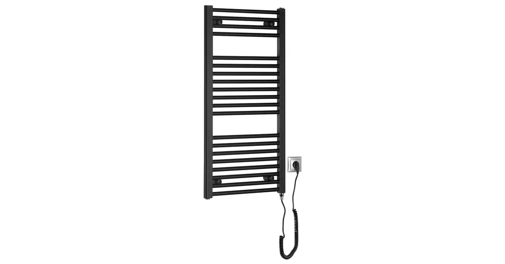 Különleges ajánlat SAPHO AQUALINE DIRECT-E elektromos fürdőszobai radiátor fűtőpatronnal, egyenes, 450x960mm, 300W, fekete (ILE94TB)
