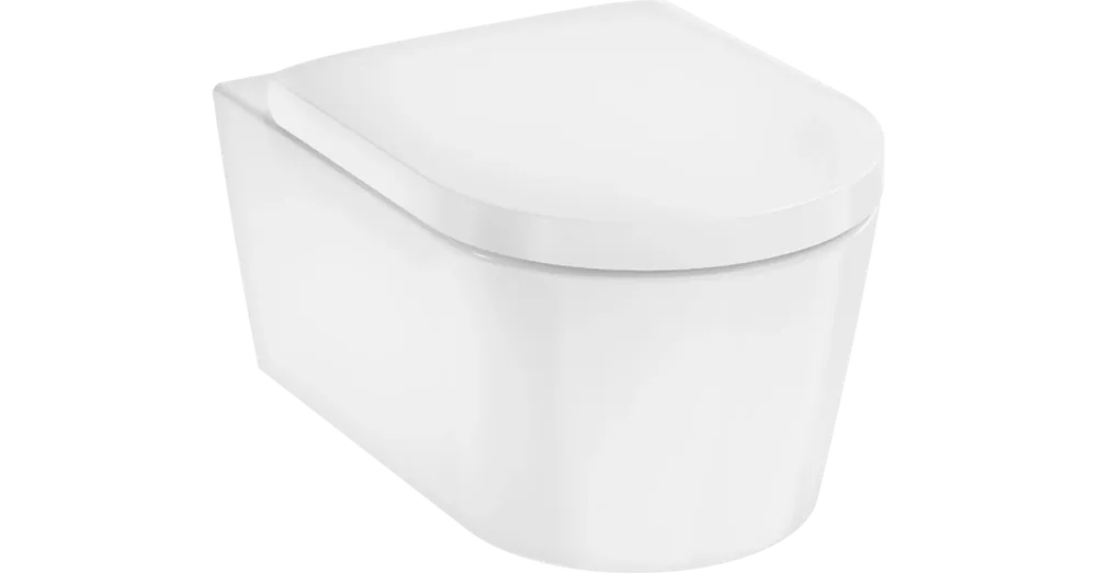 Szuper akció Hansgrohe EluPura S Fali rögzítésű WC-szett 540, AquaHelix Flush, HygieneEffect, SoftClose és QuickRelease WC-ülőkével és fedéllel Fehér 62055450