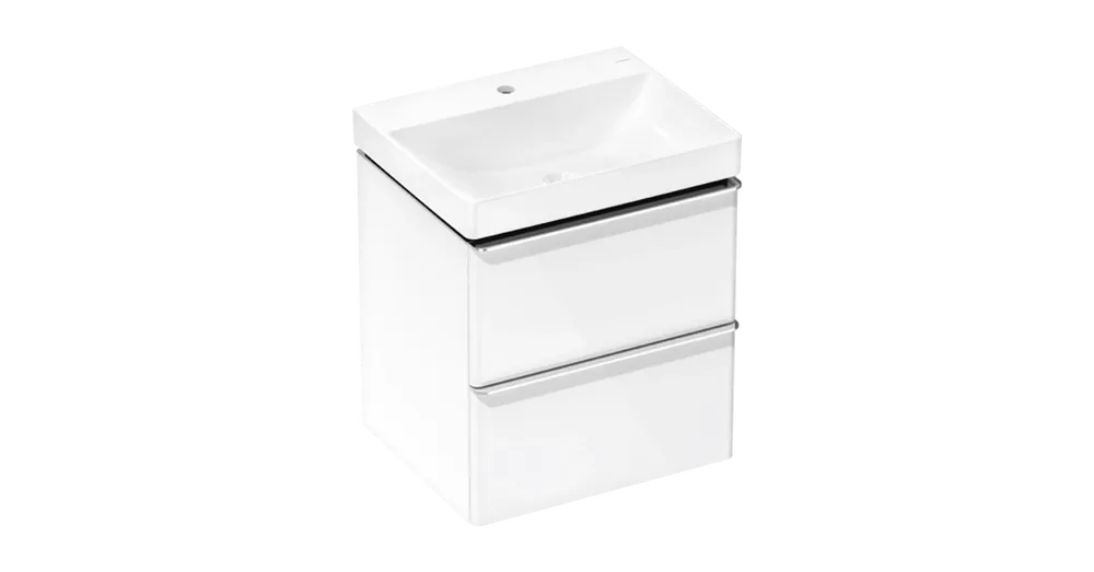Kedvezményes ár Hansgrohe Xelu Q Mosdóegység-szett Magas Fényű Fehér színben 580/475, 2 fiókkal, normál mosdóhoz Króm 54371000