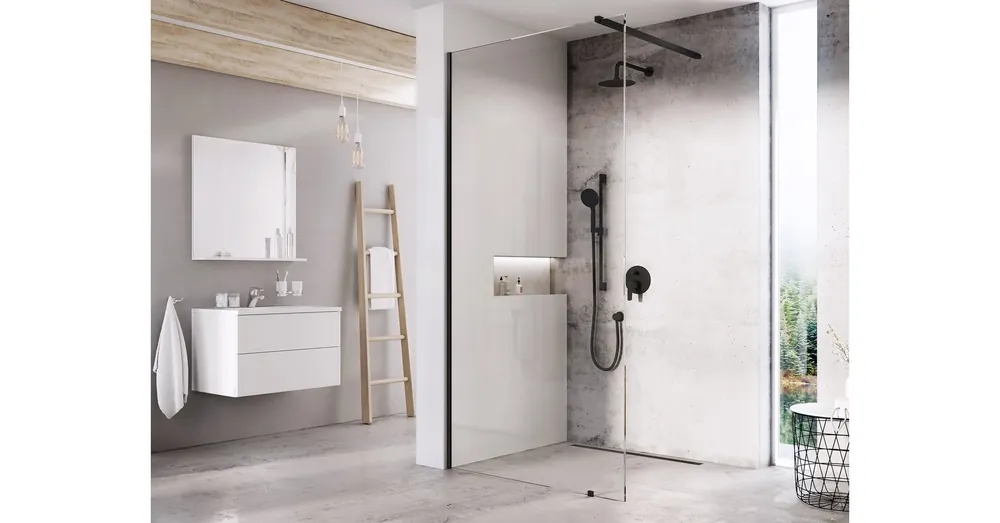 Legkelendőbb Ravak Walk-In Wall Set 120, zuhanykabin fekete+transparent GW9WG030SZ1
