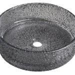 Vásárlói kedvenc SAPHO ERSEL gravírozott üvegmosdó, átm.:39,5cm, fekete (TY323B)