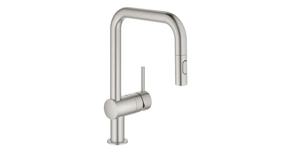 Gyors szállítás Grohe Minta egykaros mosogató csaptelep kihúzható zuhanyfejjel, supersteel 32322DC2