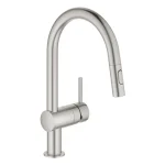 Biztonságos fizetés Grohe Minta egykaros mosogató csaptelep kihúzható zuhanyfejjel, supersteel 32321DC2