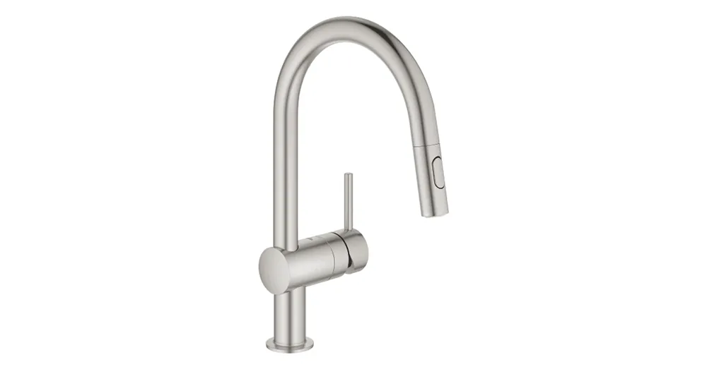 Biztonságos fizetés Grohe Minta egykaros mosogató csaptelep kihúzható zuhanyfejjel, supersteel 32321DC2