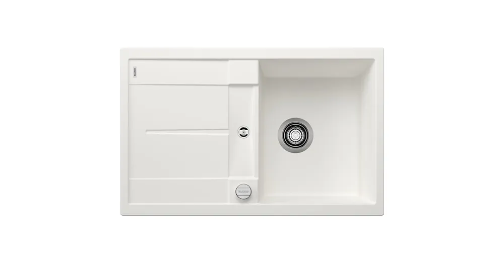 Ajánlat BLANCO METRA 45 S egymedencés, 78x50 cm-es gránit mosogató, csepegtetőtálcával, lefolyószabályozóval, fehér 513028