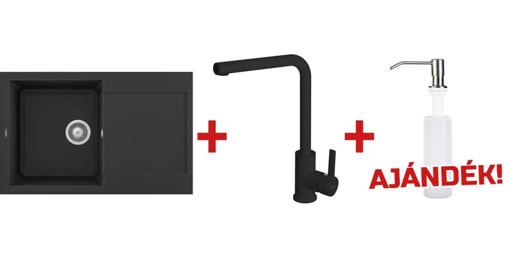 Különleges ajánlat ELLECI - EASY2 szett - mosogató + csaptelep + ajandék mosogatószer-adagoló - EASY2SZETT