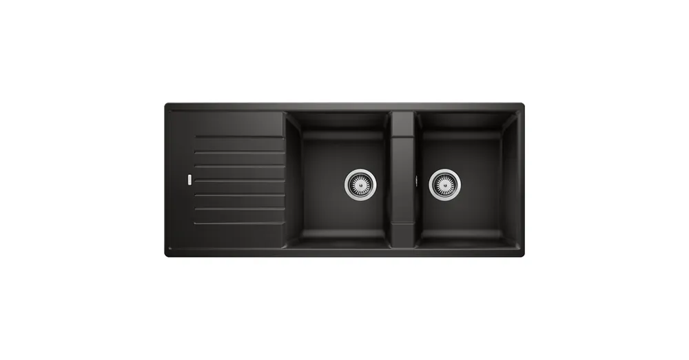 Olcsóbb Blanco Zia 8 S kétmedencés gránit mosogató csepegtetővel 116x50 cm, fekete 526027