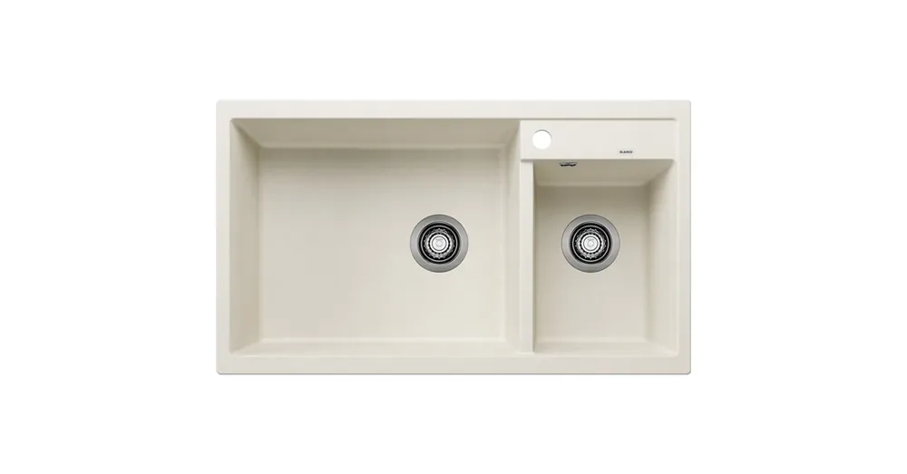Blanco Metra 9 két medencés gránit mosogató lefolyógarnitúrával 86x50 cm, balos / törtfehér 527121 Különleges ajánlat