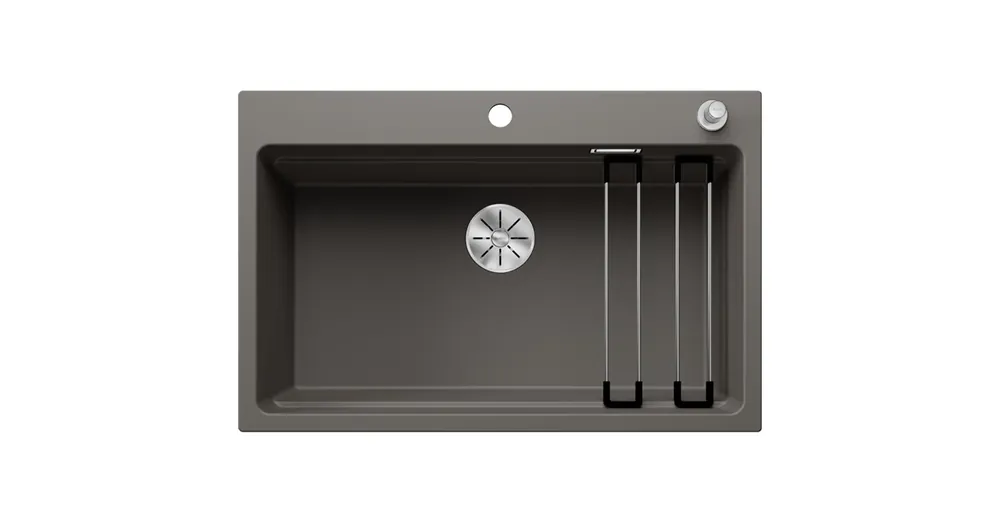 Blanco Etagon 8 egy medencés gránit mosogató csepegtető sínekkel 78x51 cm, vulkánszürke 527263 Árcsökkenés