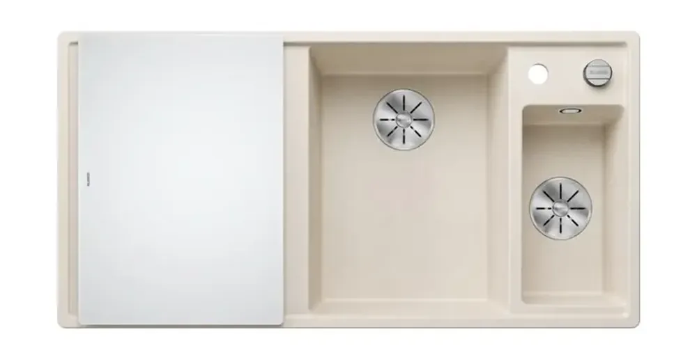 Szuper akció Blanco Axia III 6 S két medencés gránit mosogató 100x51 cm üveg vágódeszával, jobbos / törtfehér 527045