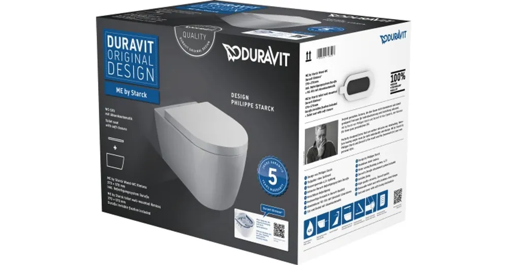 Biztonságos fizetés Duravit ME by Starck Rimless (öblítőperem nélküli) fali wc szett, ülőkével 45290900A1