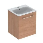 Geberit Selnova Square mosdószekrény, keskeny peremű mosdóval, egy ajtós, Feketedió hickory világos/Melaminos faszerkezet 501.251.00.1 Kedvezményes ár