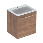 Geberit Selnova Square mosdószekrény, keskeny peremű mosdóval, egy ajtós, Feketedió hickory/Melaminos faszerkezet 501.254.00.1 Gyors kiszállítás