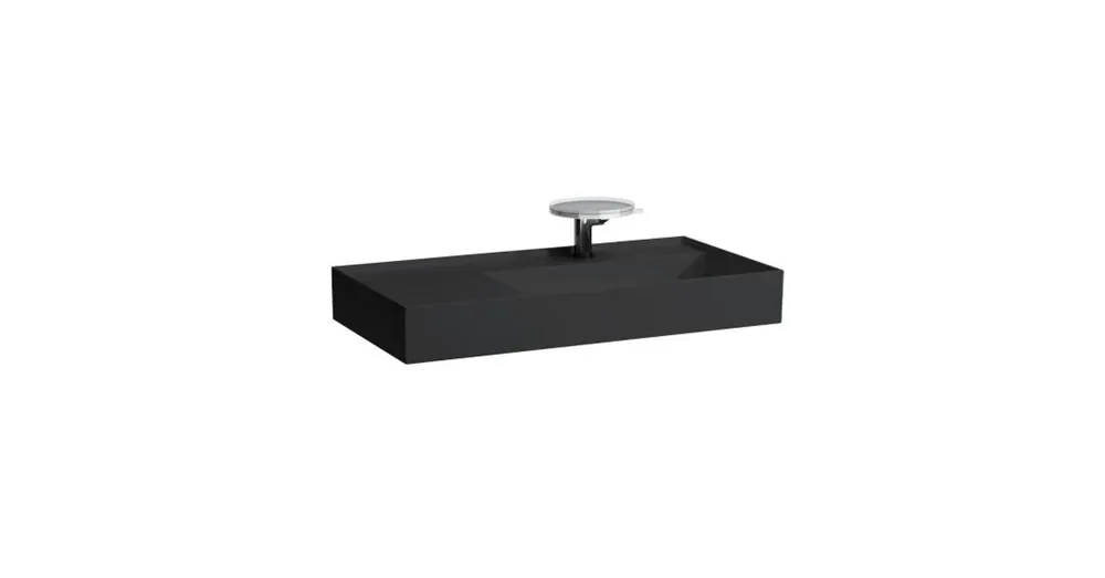 LAUFEN KARTELL BY LAUFEN Mosdó, polcfelület bal oldalon, speciálisan fedett lefolyóval túlfolyónyílás nélkül, egy csaplyukkal , Fekete matt H8103397161111 Szuper ajánlat