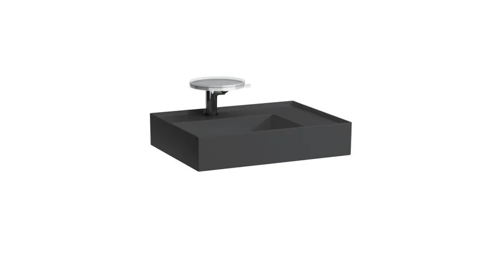 Rendeld meg most LAUFEN KARTELL BY LAUFEN Mosdó, polcfelület jobb oldalon, speciálisan fedett lefolyóval túlfolyónyílás nélkül, csaplyuk nélkül , Graphite matt H8103347581121