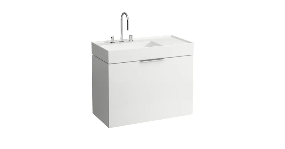 Azonnal elérhető LAUFEN KARTELL BY LAUFEN Mosdó, polcfelület jobb oldalon, speciálisan fedett lefolyóval egy csaplyuk, egy nyílás jobb oldalon elektronikus vezérlő szelep részére, túlfolyónyílás nélkül , Fehér LCC bevonattal H8103384008151