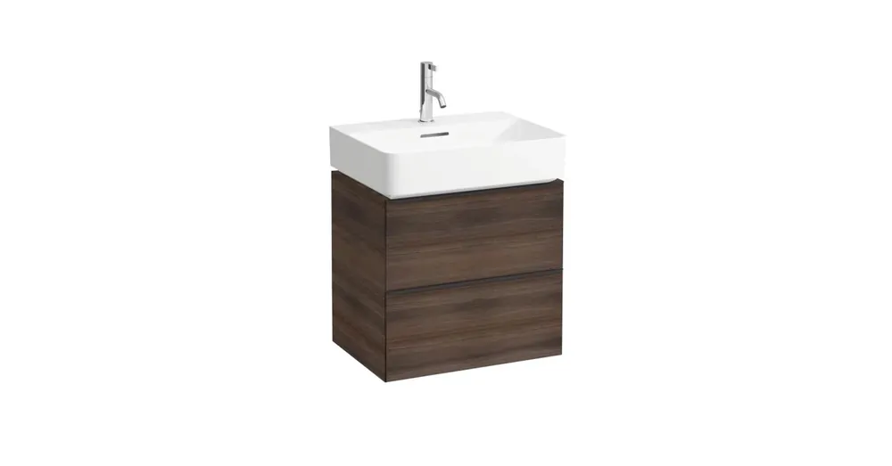 LAUFEN SPACE Alsószekrény, 2 fiókkal, 810282 tip. mosdóhoz, Sötét szilfa, sötbarna alu kilinccsel 53.5X52X41 - H4101221601031 Olcsóbb