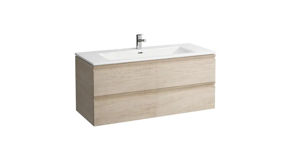 LAUFEN PRO S Mosdó és alsószekrény kombináció, két fiókkal és a 861967 helytakarékos szifonnal, Fényes tölgy 120X54.5X45 - H8619674791041 Végkiárusítás