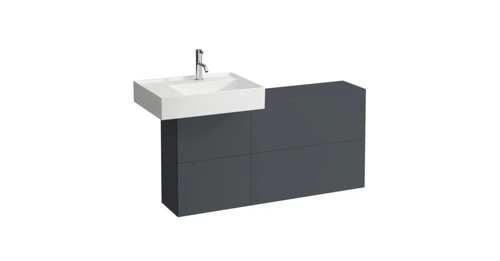 Árengedmény LAUFEN KARTELL BY LAUFEN Oldal polc egy ajtóval és két polccal, mosdó balos, Pala szürke 120X61X27 - H4082910336421