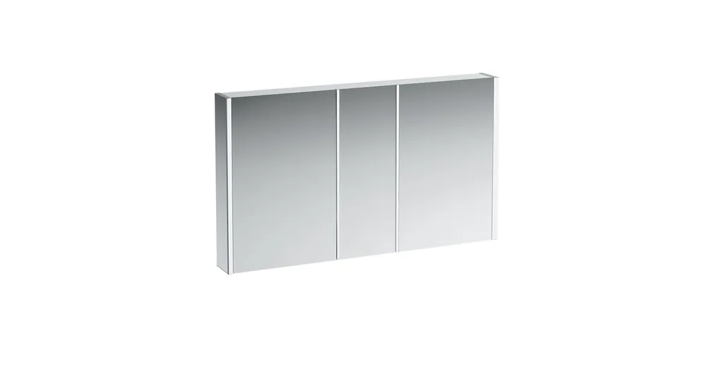 LAUFEN FRAME 25 Tükrös szekrény, alumínium, 3 kétoldakas tükrös ajtó, 4 LED világító elemmel, Fényes fehér H4087049001451 Végkiárusítás