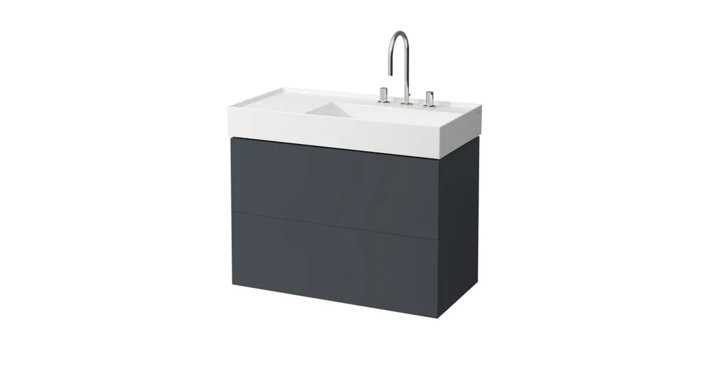 LAUFEN KARTELL BY LAUFEN Alsószekrény két fiókkal, fiókelosztóval, bal polcos 810339 / bal polcos 810338 mosdóhoz, Pala szürke 90X60X45 - H4076080336421 Akció
