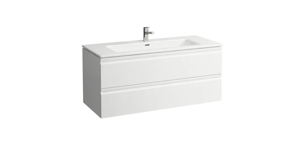Biztonságos fizetés LAUFEN PRO S Mosdó és alsószekrény kombináció, két fiókkal és a 861967 helytakarékos szifonnal, Fényes fehér 120X54.5X45 - H8619674751071
