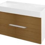 SAPHO MEDIENA mosdótartó szekrény, 2 fiókkal, pipererendezővel, 96,5x50,5x48,5cm, matt fehér/natúr tölgy (MD102) Árengedmény