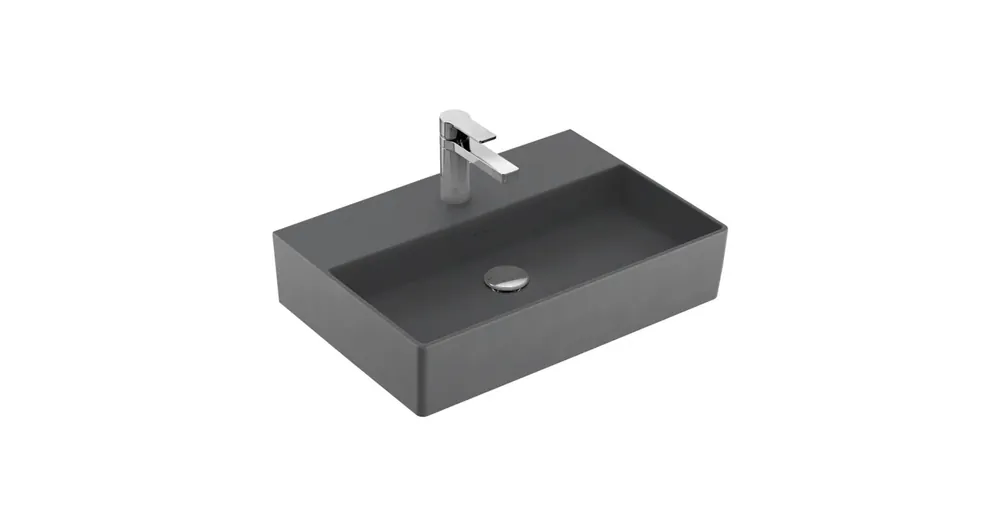 Villeroy & Boch Memento 2.0 60 x 42 cm-es mosdó 1 csaplyukkal Graphite CeramicPlus felülettel túlfolyó nélkül - 4A2261I4 Akció