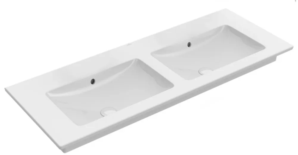 Villeroy & Boch Venticello 130 x 50 cm-es beépíthető dupla mosdó csaplyuk nélkül Stone White CeramicPlus felülettel - 4111DJRW Kedvezményes ár